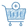 webshop cart basket doodle icon hand drawn illustration