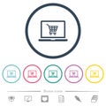 Webshop flat color icons in round outlines Royalty Free Stock Photo