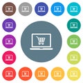 Webshop flat white icons on round color backgrounds Royalty Free Stock Photo
