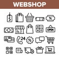 Webshop, Online Shopping Linear Vector Icons Set