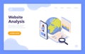 Website analysis concept with globe. Vector illustration Royalty Free Stock Photo