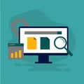 Website Analytics Dashboard, illustration of dashboard analysis using flat style. Royalty Free Stock Photo
