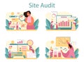 Website audit concept set. Web page analysis of website's visibility in search