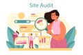 Website audit concept. Web page analysis of website's visibility in search Royalty Free Stock Photo