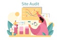 Website audit concept. Web page analysis of website's visibility in search Royalty Free Stock Photo