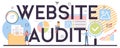 Website audit typographic header. Web page analysis of website`s visibility