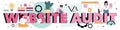 Website audit typographic header. Web page analysis, website Royalty Free Stock Photo