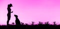 Website banner of dog training silhouette in pink Royalty Free Stock Photo