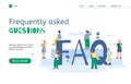 Website banner of FAQ with people near FAQ letters cartoon vector illustration. Royalty Free Stock Photo