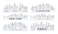 Website Banner and Landing Page Paris, London, New York Royalty Free Stock Photo