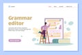 Website banner for online grammar editor services, flat vector illustration.