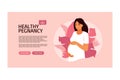 Website banner pregnancy and motherhood. Help for expectant mothers In process pregnancy. Vector illustration in flat cartoon