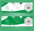 Website banner template design for business advertising and uses of color green and white Royalty Free Stock Photo