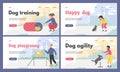Website banner templates set about dog training and agility flat style Royalty Free Stock Photo