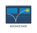 Website Bounce rate, exit rate, internet marketing. Vector stock illustration. Royalty Free Stock Photo