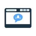 Website ,browser, notification, bell icon. Simple vector design.
