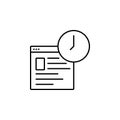 Website browser time icon. Simple line, outline vector of office icons for ui and ux, website or mobile application on white