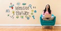 Website builder with woman using a laptop Royalty Free Stock Photo