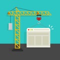 Website building process vector illustration, concept of web page developing