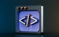 Website code interface icon on dark background 3d render concept Royalty Free Stock Photo