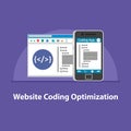 Website coding optimization with coding app