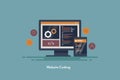 Website coding. Programming code application on computer and mobile screen. Web programming source code technology. Royalty Free Stock Photo