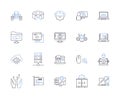 Website and computer outline icons collection. website, computer, internet, browsing, surfing, search, engine vector and