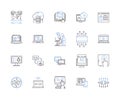 Website and computer outline icons collection. website, computer, internet, browsing, surfing, search, engine vector and