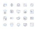 Website and computer outline icons collection. website, computer, internet, browsing, surfing, search, engine vector and