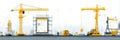 Website Construction Illustration Featuring Scaffolding and Cranes With a Clean Top Section, Showcasing a Digital Royalty Free Stock Photo