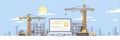 Website Construction Illustration With Scaffolding and Cranes Representing Online Development and Progress Royalty Free Stock Photo