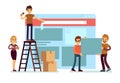 Website construction and webdesign ui building with people team. Web interface development vector concept Royalty Free Stock Photo