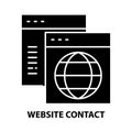 website contact icon, black vector sign with editable strokes, concept illustration