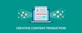 Creative content production - copy writing - blog post - article writing idea and digital marketing. Flat design vector banner.