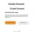 Website cookie consent interface with text prompting user consent. Displays main Royalty Free Stock Photo