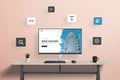 Website creation concept with modular design. Text, code, video, search, and management modules Royalty Free Stock Photo