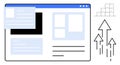 Website Layout with Navigation Elements and Data Analytics Arrows Concept Royalty Free Stock Photo