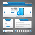 Website Design Elements Grey Blue Gray on Dark Background: Buttons, Form, Slider, Scroll, Carousel, Icons, Menu, Navigation Royalty Free Stock Photo