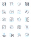 Website design linear icons set. Creativity, Aesthetics, Usability, Mobile-friendly, Responsive, Accessibility