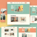 Website Design Mockup with Illustrations Royalty Free Stock Photo