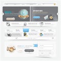 Website design navigation template elements with icons set Royalty Free Stock Photo