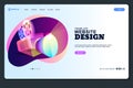 Website design template. Landing mobile web page layout. Vector media business concept, creative background Royalty Free Stock Photo