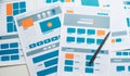 Website designer Creative planning application developer development draft sketch drawing template layout prototype framework Royalty Free Stock Photo