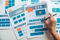 Website designer Creative planning application developer development draft sketch drawing template layout prototype framework Royalty Free Stock Photo
