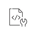 Website development. Coding and maintenance. HTML file and wrench. Pixel perfect vector icon Royalty Free Stock Photo