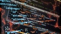 Website development. Developer working on program codes in office. Computer program. Programmer workplace. Programming code. Royalty Free Stock Photo