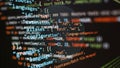Website development. Developer working on program codes in office. Computer program. Programmer workplace. Programming code. Royalty Free Stock Photo