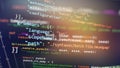 Website development. Developer working on program codes in office. Computer program. Programmer workplace. Programming code. Royalty Free Stock Photo