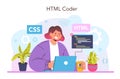 Website development. HTML coding process. Digital specialist