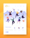 Website Development Landing Page Template Poster, Banner. Mobile Application Layout with Happy Flat People Characters